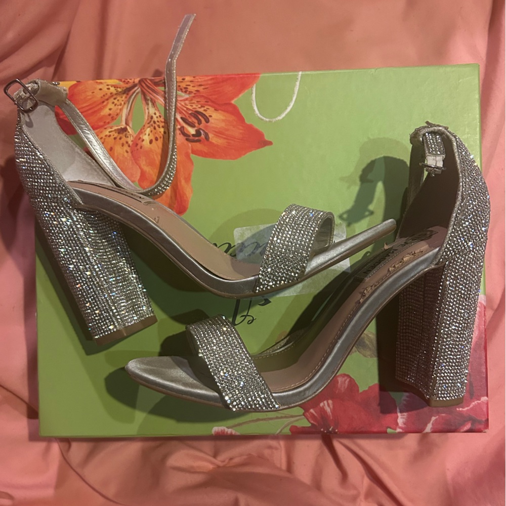 Steve Madden Glittering Silver Block Heels
